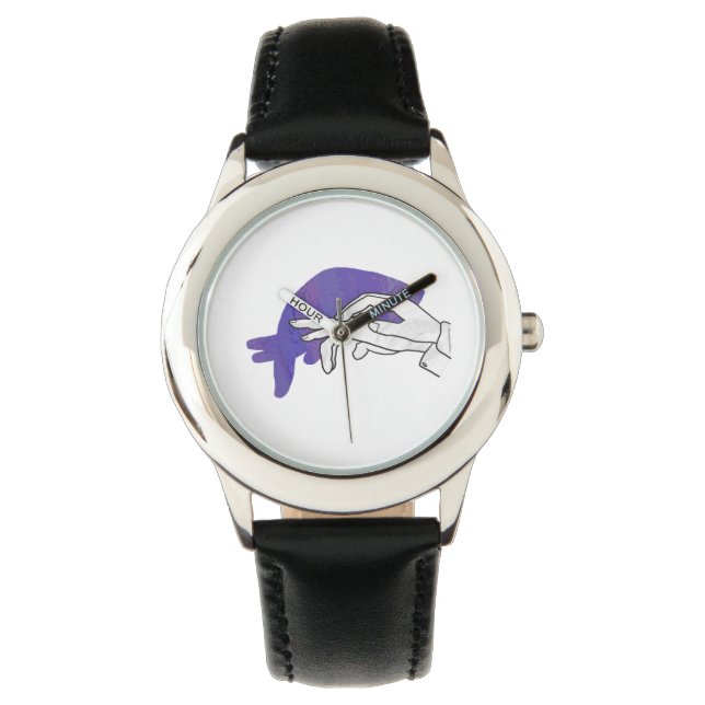Hand-Silhouette Anteater Lila Armbanduhr (Vorderseite)