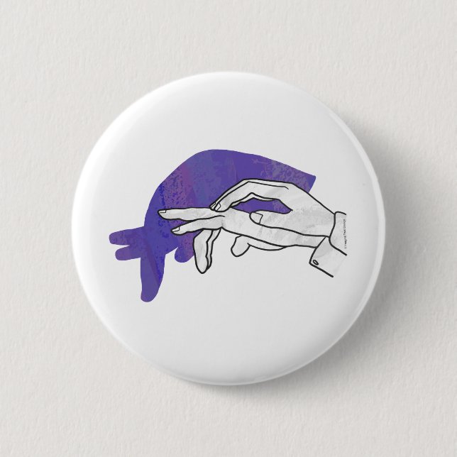 Hand-Silhouette Anteater Lila Button (Vorderseite)