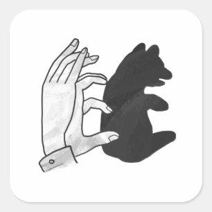 Hand Silhouette Bärenjunges Quadratischer Aufkleber