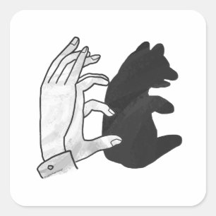 Hand Silhouette Bärenjunges Quadratischer Aufkleber