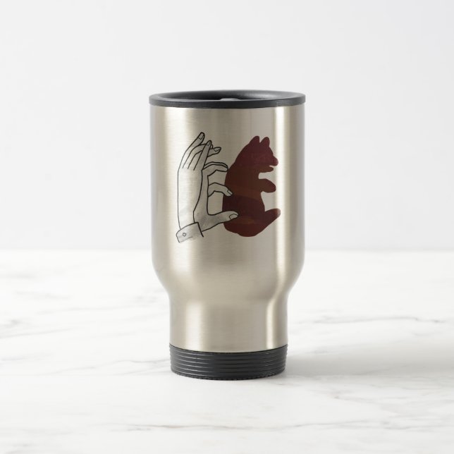 Hand-Silhouette-Bärenkuppe Brown Reisebecher (Mittel)