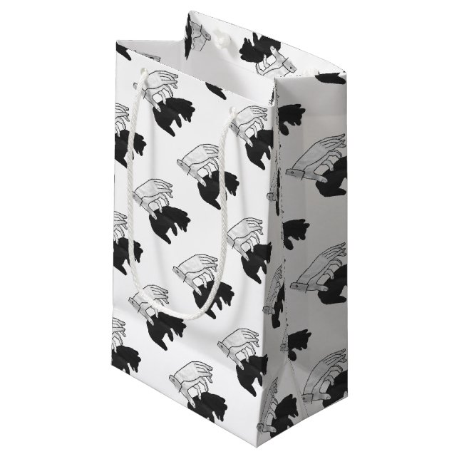 Hand-Silhouette-Bärenkuppe Kleine Geschenktüte (Vorderseite Schrägansicht)