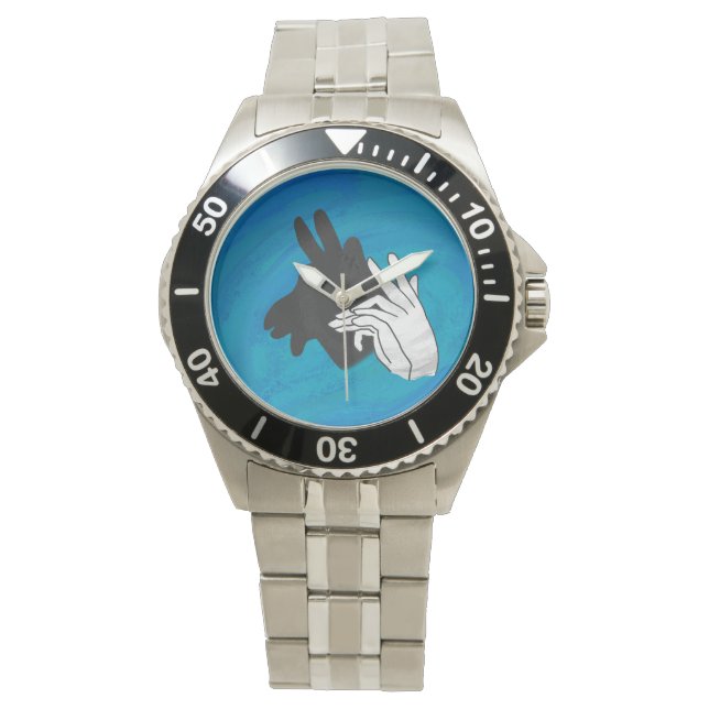 Hand Silhouette Billy Goat Blue Armbanduhr (Vorderseite)