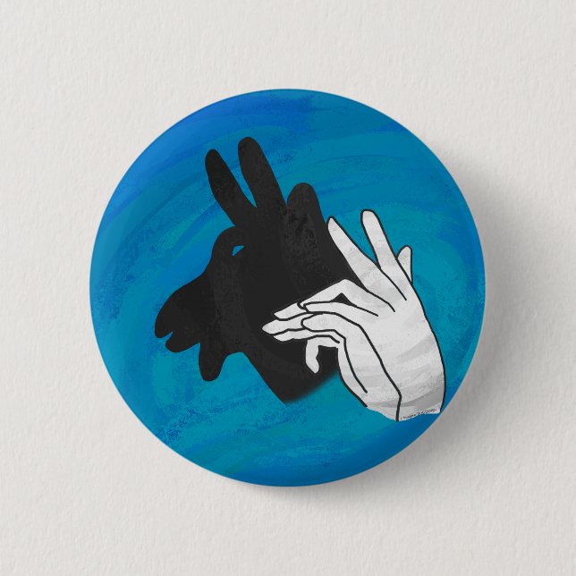 Hand Silhouette Billy Goat Blue Button (Vorderseite)