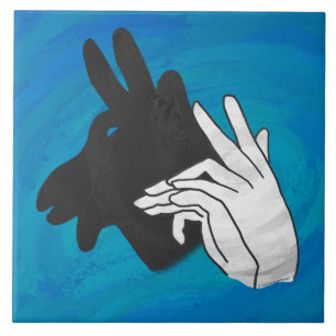 Hand Silhouette Billy Goat Blue Fliese