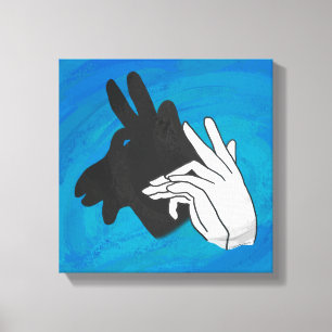 Hand Silhouette Billy Goat Blue Leinwanddruck