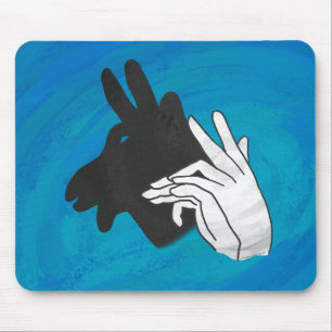 Hand Silhouette Billy Goat Blue Mousepad