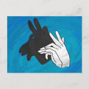 Hand Silhouette Billy Goat Blue Postkarte