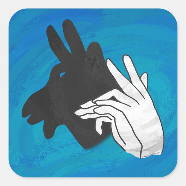 Hand Silhouette Billy Goat Blue Quadratischer Aufkleber (Vorderseite)