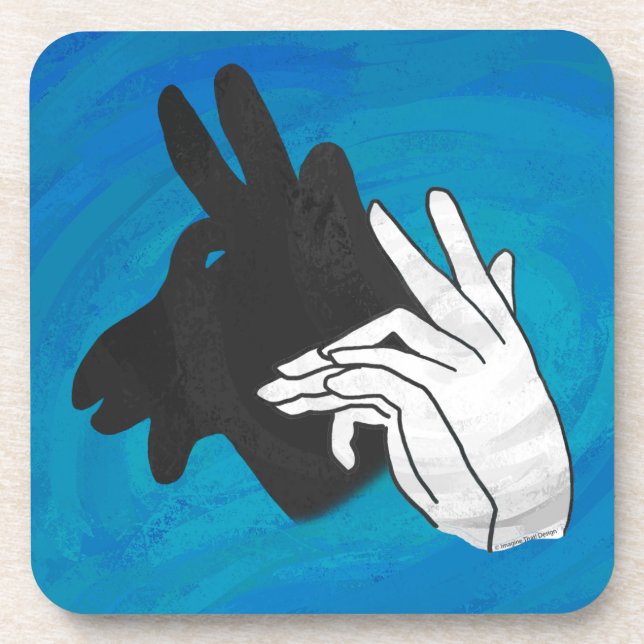 Hand Silhouette Billy Goat Blue Untersetzer (Vorderseite)