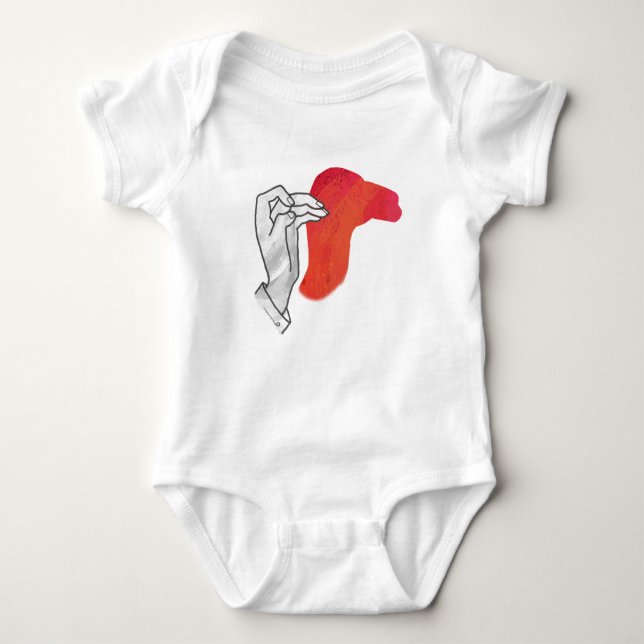 Hand Silhouette Camel Red Baby Strampler (Vorderseite)