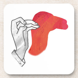 Hand Silhouette Camel Red Getränkeuntersetzer