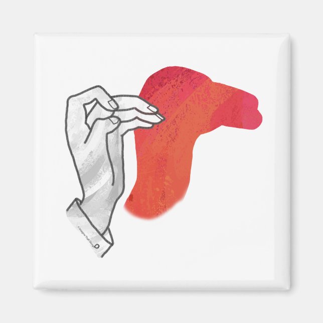 Hand Silhouette Camel Red Magnet (Vorne)