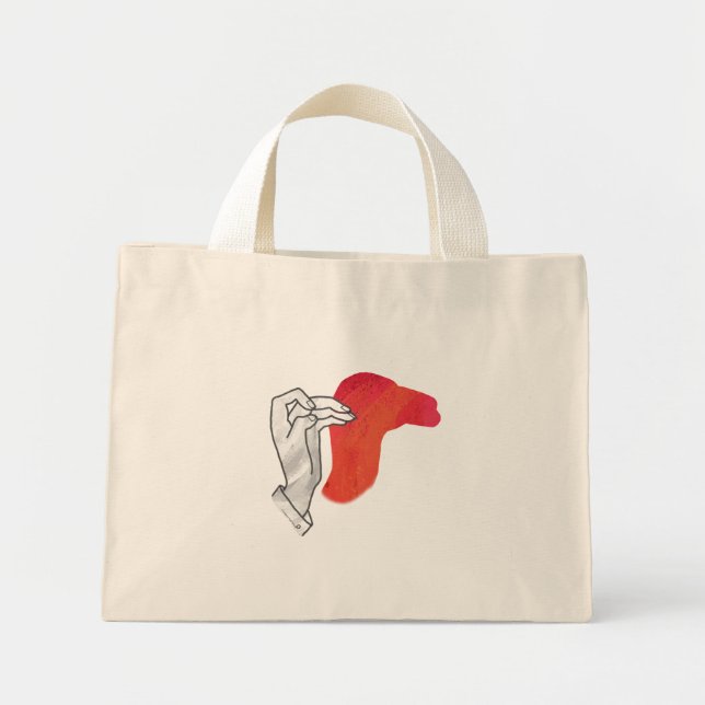 Hand Silhouette Camel Red Mini Stoffbeutel (Vorne)