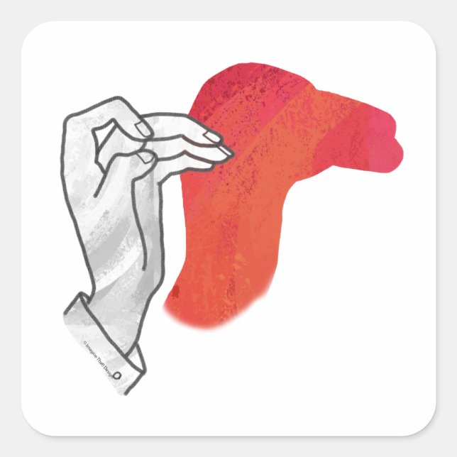 Hand Silhouette Camel Red Quadratischer Aufkleber (Vorderseite)