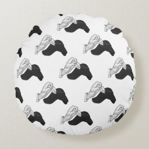Hand Silhouette Camel Rundes Kissen