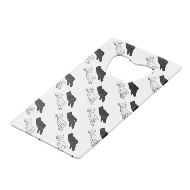 Hand-Silhouette-Duck Geldbeutel Flaschenöffner (Vorderseite Schrägansicht)