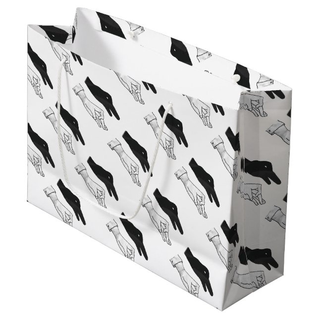 Hand-Silhouette-Duck Große Geschenktüte (Vorderseite Schrägansicht)