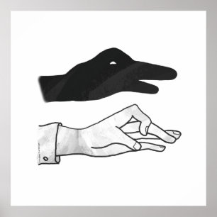 Hand-Silhouette-Duck Poster