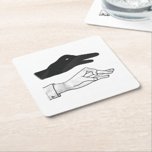 Hand-Silhouette-Duck Rechteckiger Pappuntersetzer