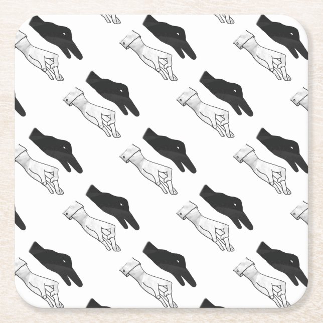 Hand-Silhouette-Duck Rechteckiger Pappuntersetzer (Vorderseite)