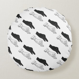 Hand-Silhouette-Duck Rundes Kissen