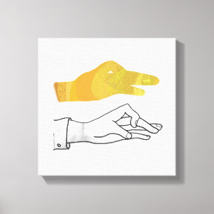 Hand-Silhouette-Ente Gelb Leinwanddruck