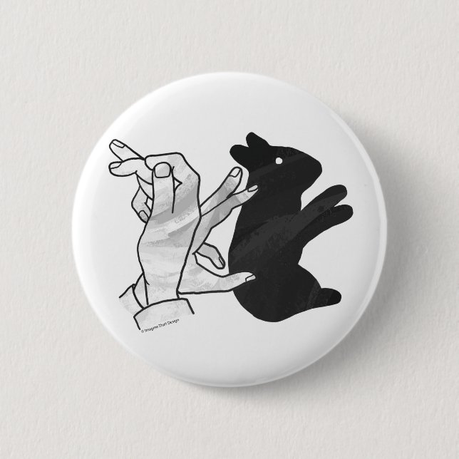 Hand-Silhouette-Hase Button (Vorderseite)