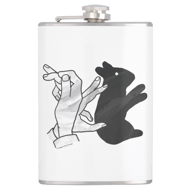 Hand-Silhouette-Hase Flachmann (Vorderseite)