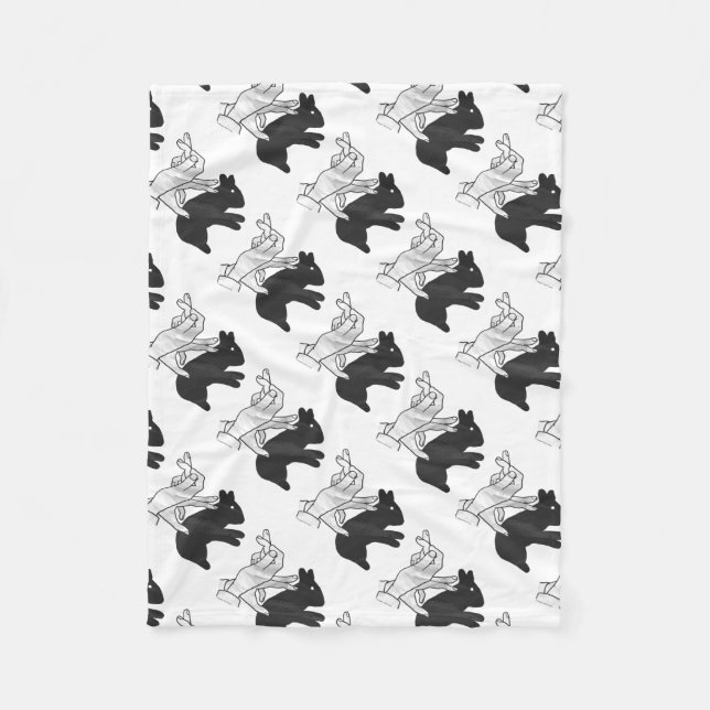 Hand-Silhouette-Hase Fleecedecke (Vorderseite)