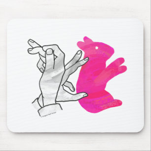 Hand-Silhouette-Hase Pink Mousepad