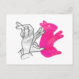 Hand-Silhouette-Hase Pink Postkarte