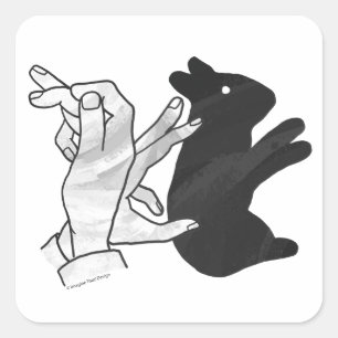 Hand Silhouette Hase Quadratischer Aufkleber