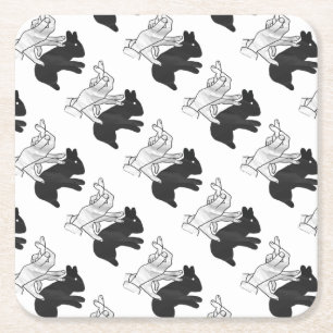 Hand-Silhouette-Hase Rechteckiger Pappuntersetzer