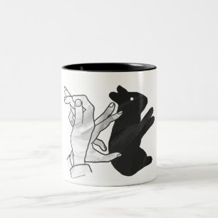 Hand-Silhouette-Hase Zweifarbige Tasse