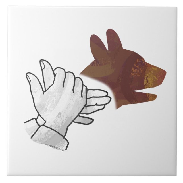 Hand Silhouette Hund Brown Fliese (Vorderseite)