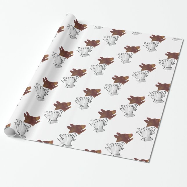 Hand Silhouette Hund Brown Geschenkpapier (Ungerollt)