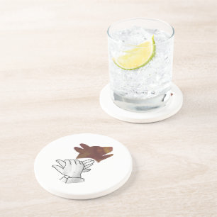 Hand Silhouette Hund Brown Getränkeuntersetzer