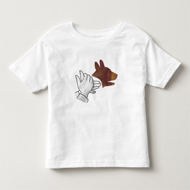 Hand Silhouette Hund Brown Kleinkind T-shirt (Vorderseite)