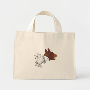 Hand Silhouette Hund Brown Mini Stoffbeutel