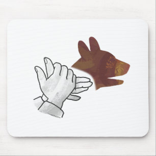 Hand Silhouette Hund Brown Mousepad