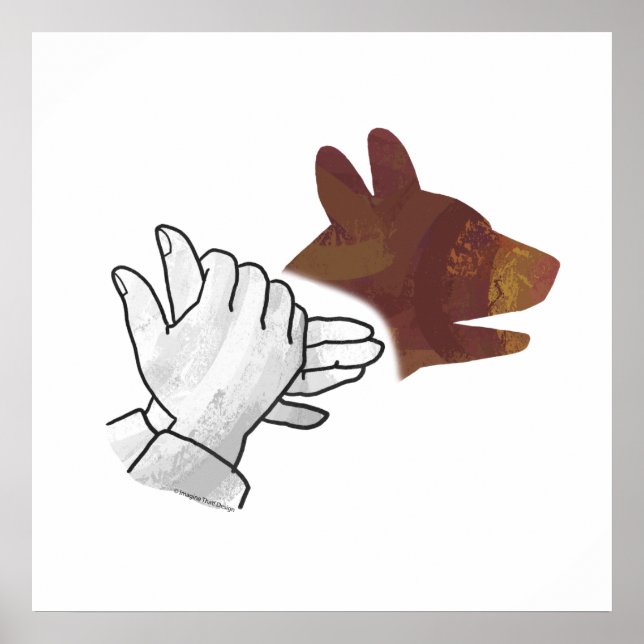 Hand Silhouette Hund Brown Poster (Vorne)