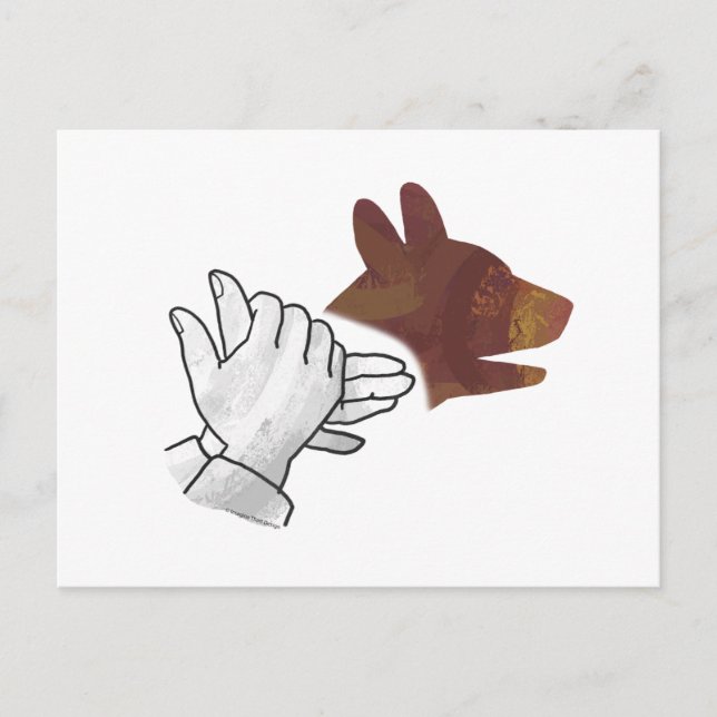 Hand Silhouette Hund Brown Postkarte (Vorderseite)