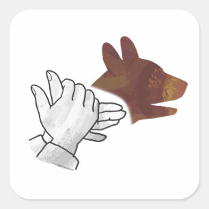 Hand Silhouette Hund Brown Quadratischer Aufkleber