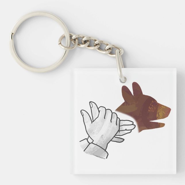 Hand Silhouette Hund Brown Schlüsselanhänger (Vorderseite)