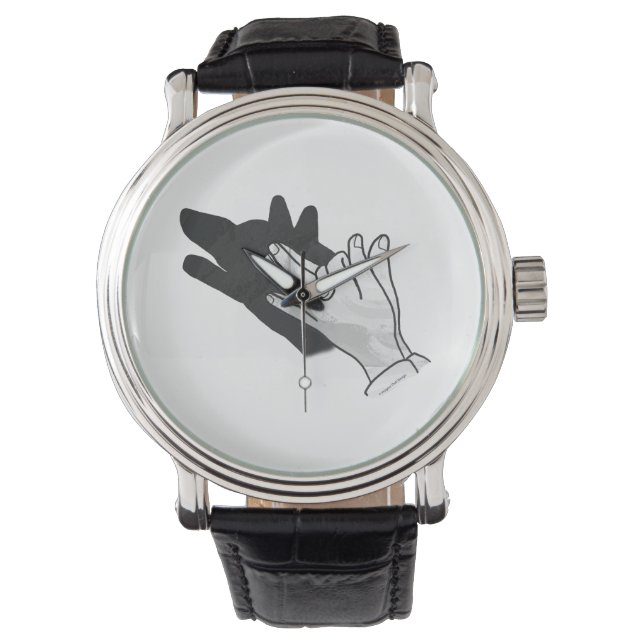 Hand Silhouette Wolf Armbanduhr (Vorderseite)
