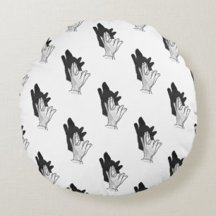Hand Silhouette Wolf -> Hände-Silhouette Wolf Rundes Kissen