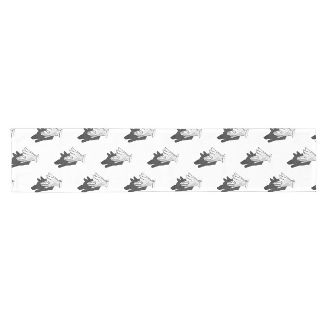 Hand Silhouette Wolf Kurzer Tischläufer (Horizontal)