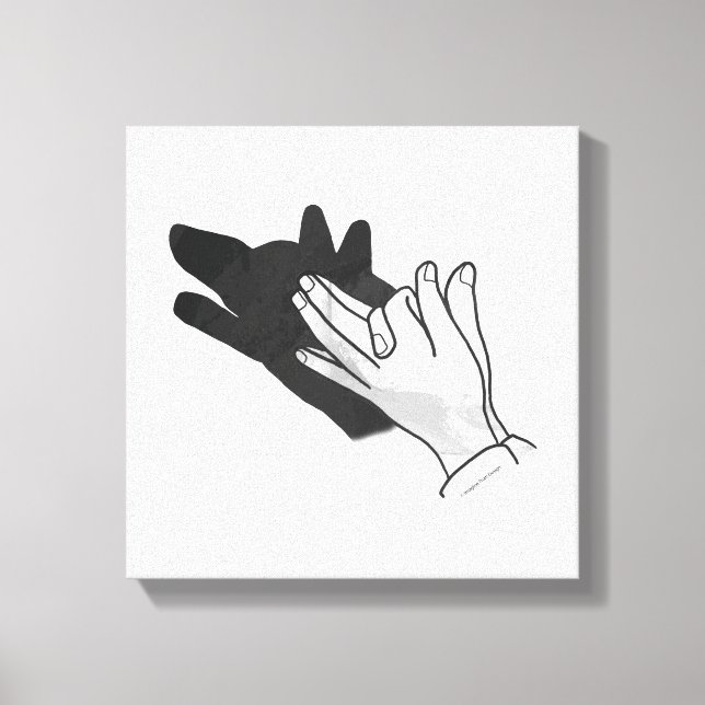 Hand Silhouette Wolf Leinwanddruck (Vorderseite)