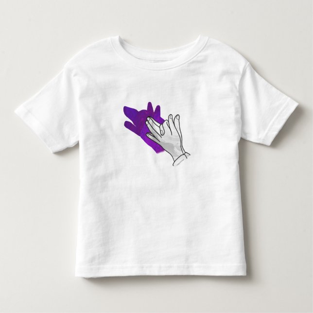 Hand Silhouette Wolf Lila Kleinkind T-shirt (Vorderseite)